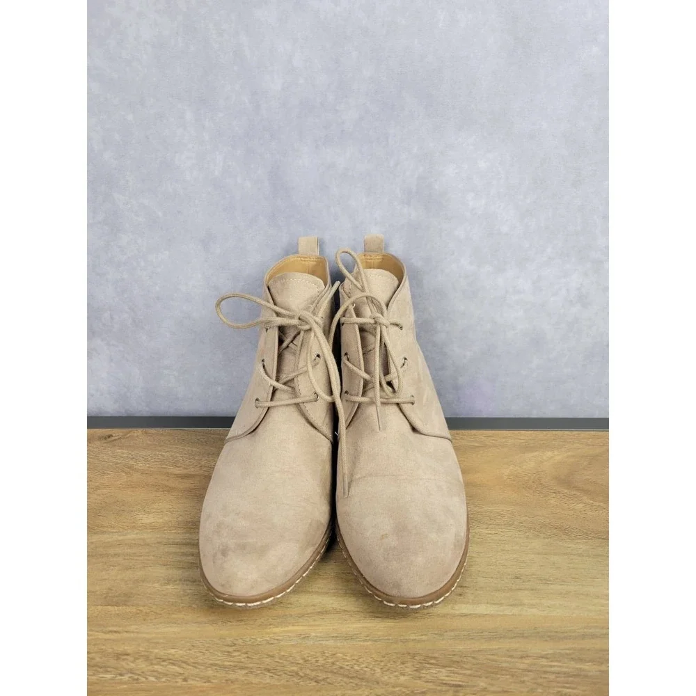 Franco Sarto Annabelle Tan Wedge Booties‎ Lace Up Chukka Ankle Boots Women 8M
